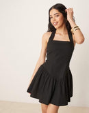 Others Asos Design Halter Mini Dress With Ruffle Hem Black