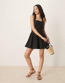 Others Asos Design Halter Mini Dress With Ruffle Hem Black