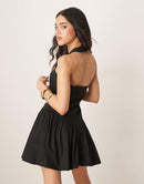 Others Asos Design Halter Mini Dress With Ruffle Hem Black