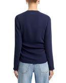 Maison Martin Margiela Long Sleeve Mm6 Zip Front Top Blue Navy