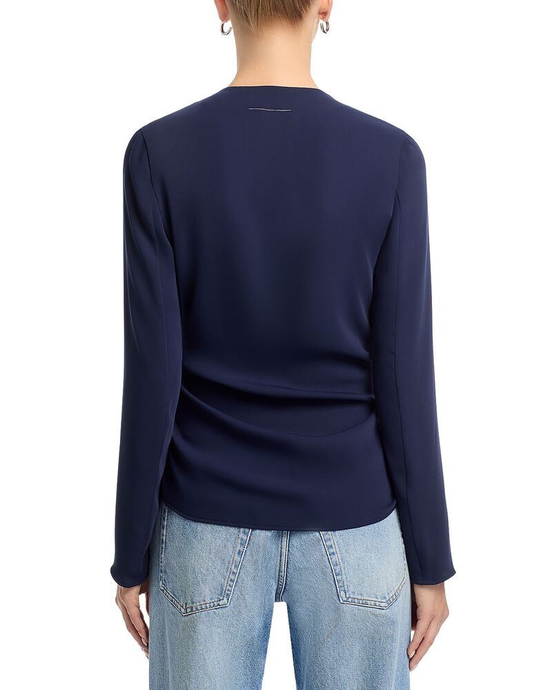 Maison Martin Margiela Long Sleeve Mm6 Zip Front Top Blue Navy