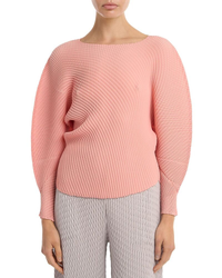 Long Sleeve Pleats Please Issey Miyake Misty Pleatedolman Top Flamingo Pink
