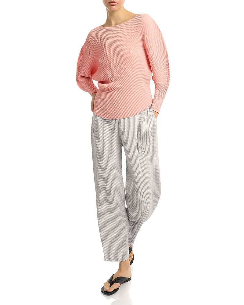 Long Sleeve Pleats Please Issey Miyake Misty Pleatedolman Top Flamingo Pink
