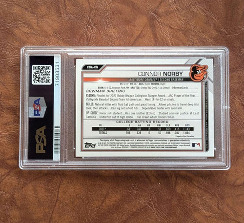 Mlb Connor Norby 1St Bowman Auto Psa 9