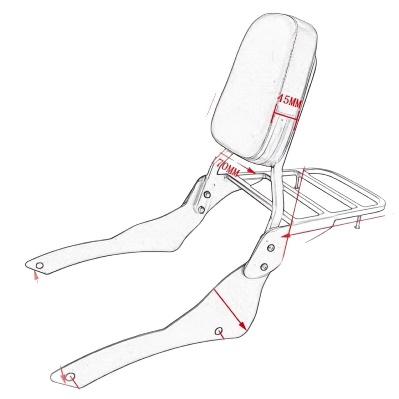 Sicarer Backrest Yamaha Xvs400 Ds650 Classic 1998-2022