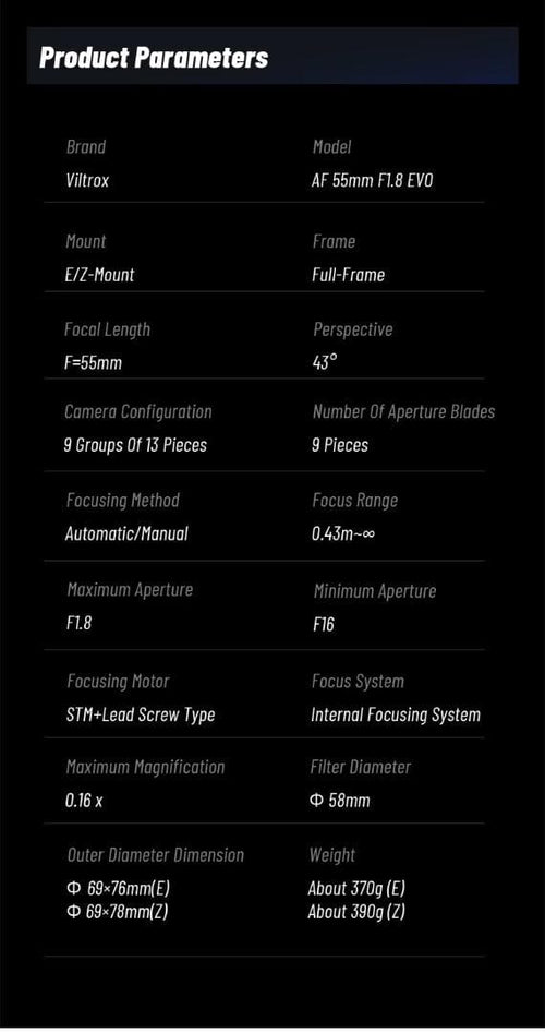 Viltrox Prime Lenses Af F1.8 Evo Z