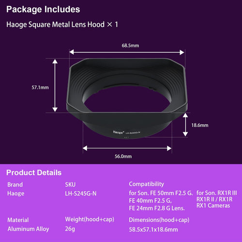Others Haoge Sony Fe F2.5 G F2.8 A7Cii A7Cr A7R4 Lh-S245G-N