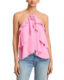 Long Sleeve Generation Love Carrie Halter Blouse Pink Sorbet