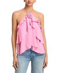 Long Sleeve Generation Love Carrie Halter Blouse Pink Sorbet