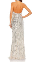 Long Sleeves, Three Quarter Sleeve Mac Duggal Embellished Keyhole Halter Strap