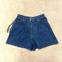 Miu Shorts Gingham Ribbon Denim 38
