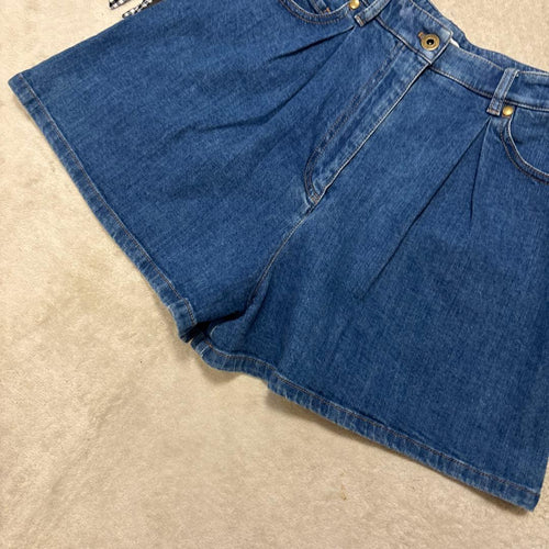 Miu Shorts Gingham Ribbon Denim 38