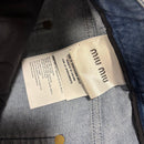 Miu Shorts Gingham Ribbon Denim 38