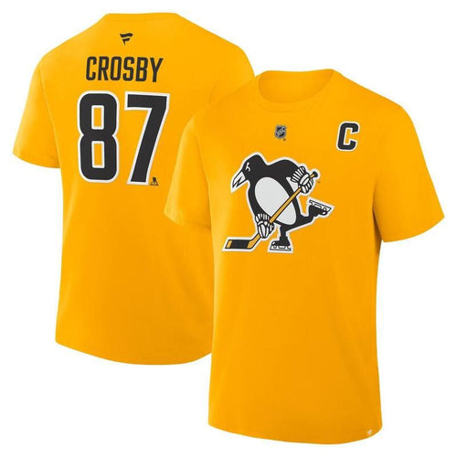 T -Shirt Mens Fanaticsidney Crosby Gold Pittsburgh Penguins Alternate Stack
