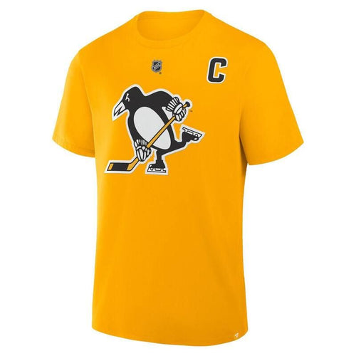 T -Shirt Mens Fanaticsidney Crosby Gold Pittsburgh Penguins Alternate Stack