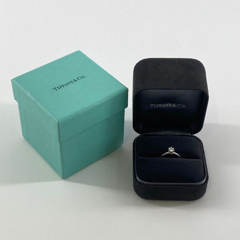 Ring 8%Off Tiffany&Co. D0.3Ct 5 Pt950 3.61G