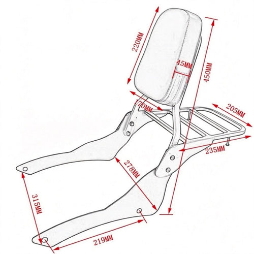 Sicarer Backrest Yamaha Dragstar Xvs400 Ds650 Classic 1998 2022 Sy