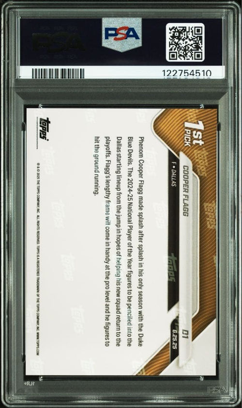 Nba 2025 Topps Now Cooper Flagg Psa 10