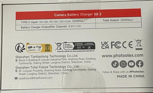 Video Camera Chargers Photoolex Bb2 Np-W235 30W
