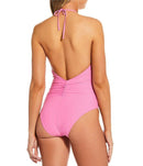 Long Sleeves, Three Quarter Sleeve Gianni Bini Fabric Rosette High Neck Halter