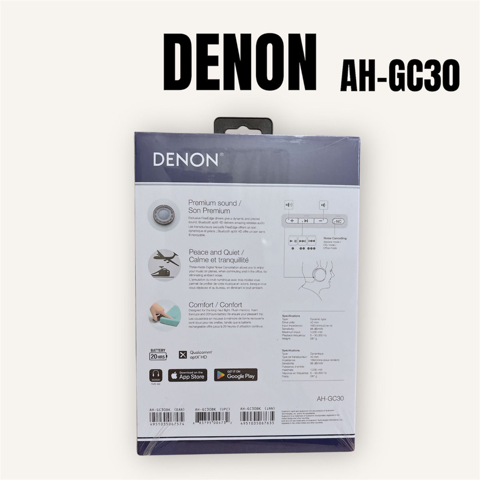 Denon Wireless Headphones Ah-Gc30 Aptx Hd Ah-Gc30Bkem
