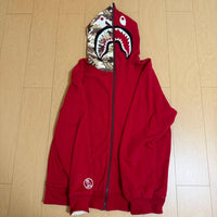 A Bathing Ape Hoodies Xxl Bape Ovo Shark Zip Hoodie Red