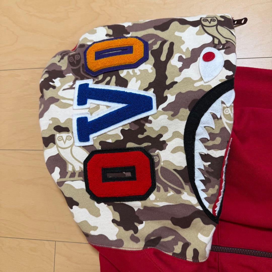 A Bathing Ape Hoodies Xxl Bape Ovo Shark Zip Hoodie Red