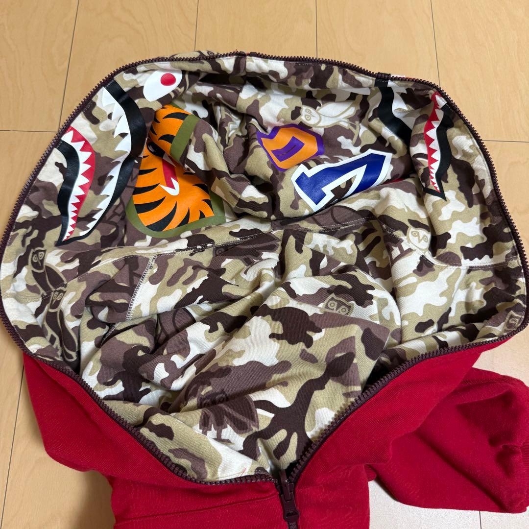 A Bathing Ape Hoodies Xxl Bape Ovo Shark Zip Hoodie Red