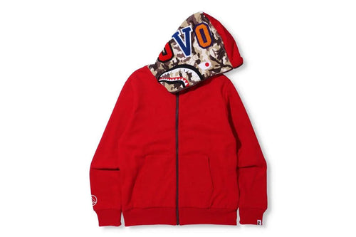 A Bathing Ape Hoodies Xxl Bape Ovo Shark Zip Hoodie Red