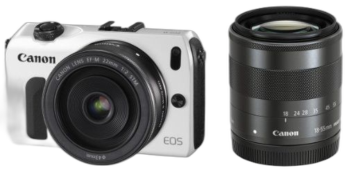 Digital Slr Canon Eos M Ef-M18-55Mm F3.5-5.6 Is Stm/Ef-M22Mm F2 Stm Eosmwh-Wlk