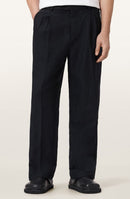 Others Allsaints Roland Pleated Cotton Linen Dress Pants Faded Black