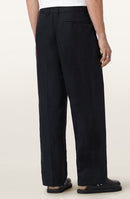 Others Allsaints Roland Pleated Cotton Linen Dress Pants Faded Black
