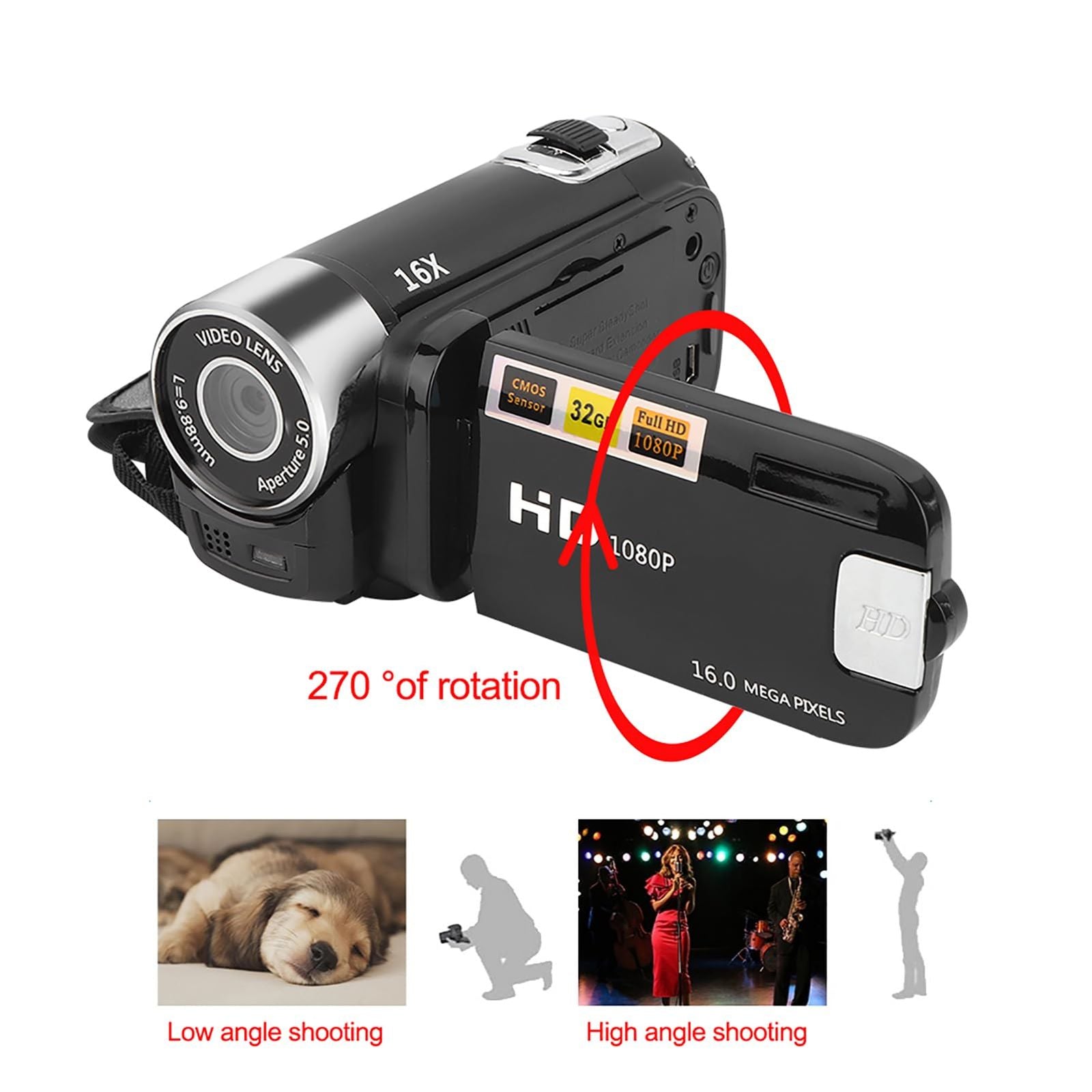 Video Camera Body Akozon Dh-90 16X 2.7 I Sc Higefinition Cra 110-240V Ca