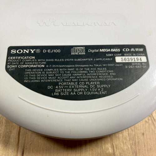 Cd Sacd Player Sony D-Ej100 Walkman