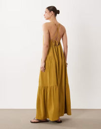Asos Long Sleeves, Three Quarter Sleeve Design Textured Halter Trapeze Maxi