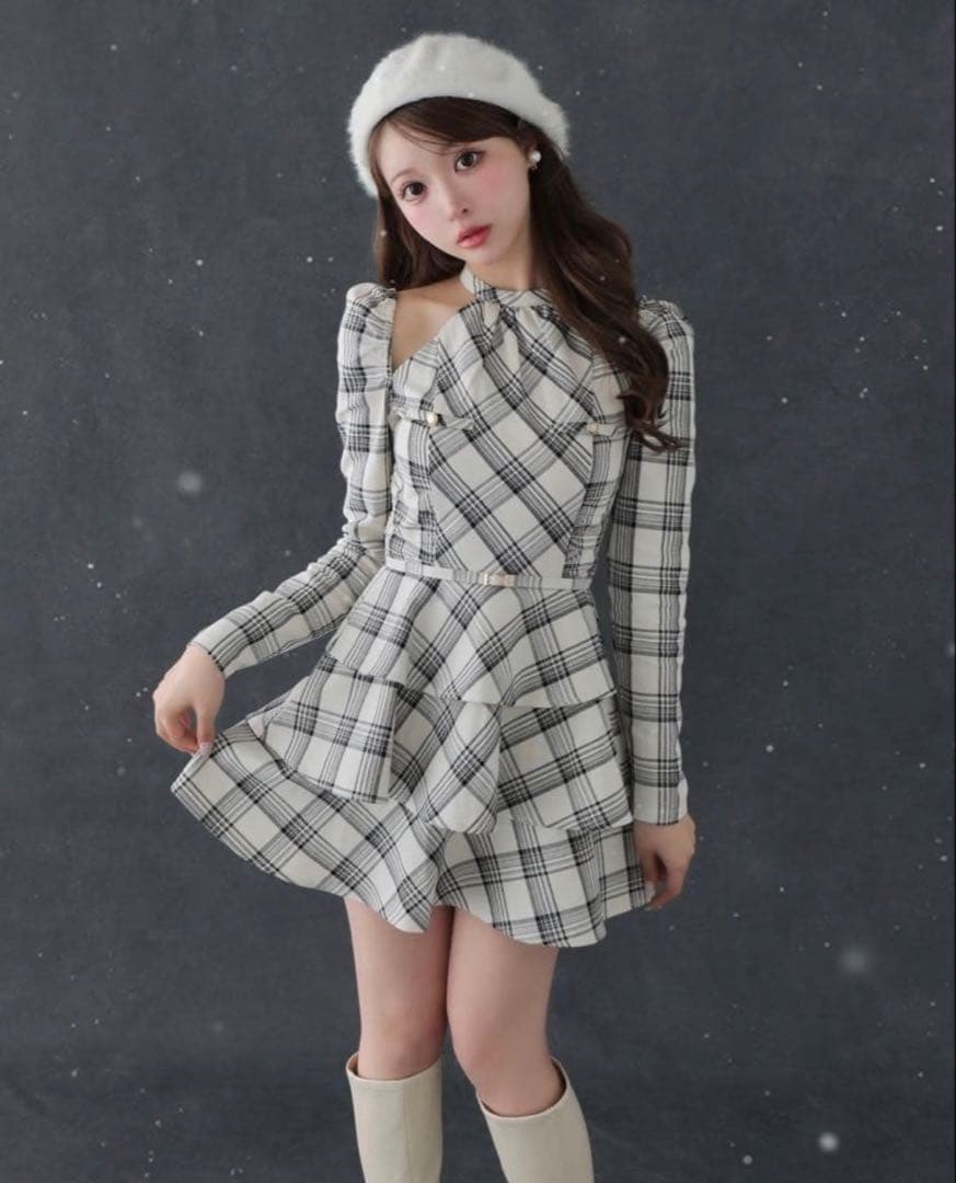 Long Sleeves, Three Quarter Sleeve Halter Check Mini Onepiece