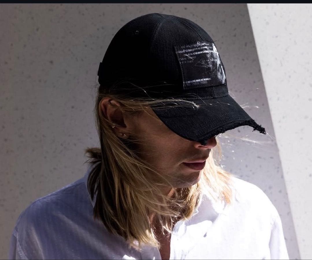 Rick Owens Baseball Caps Isabel Benenato Black Denim Printed Cap