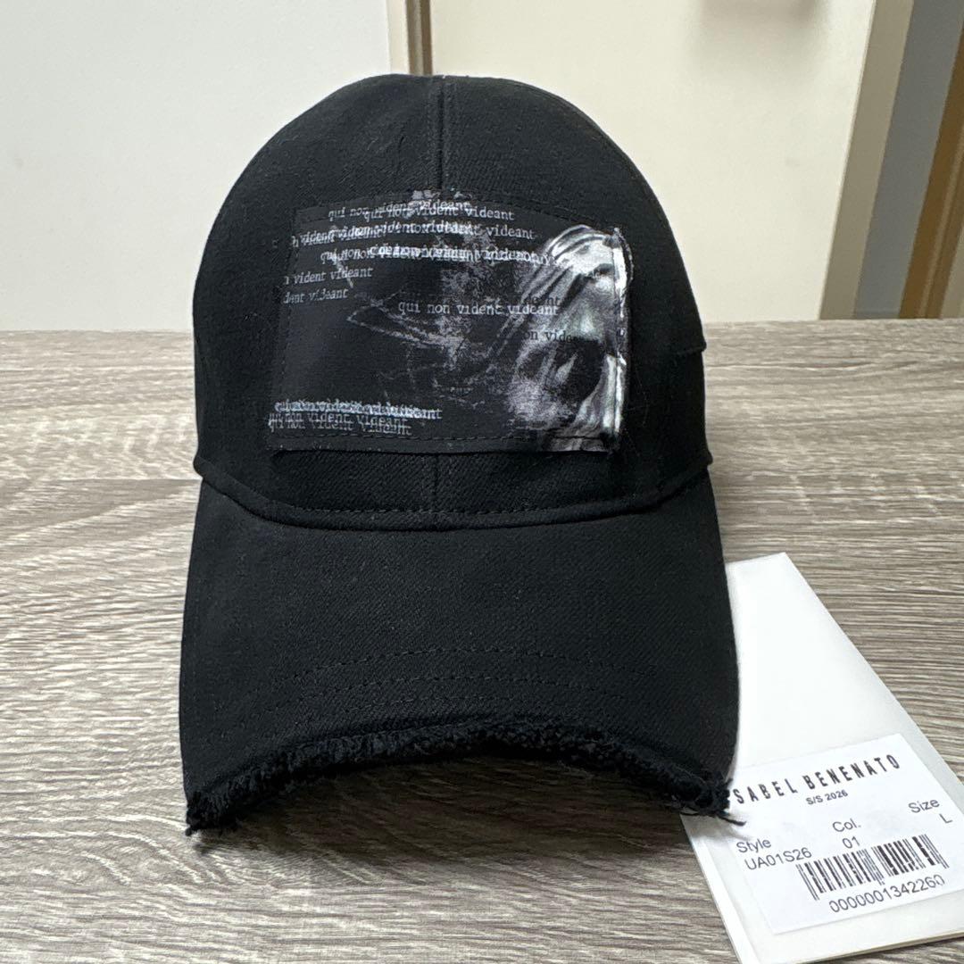Rick Owens Baseball Caps Isabel Benenato Black Denim Printed Cap