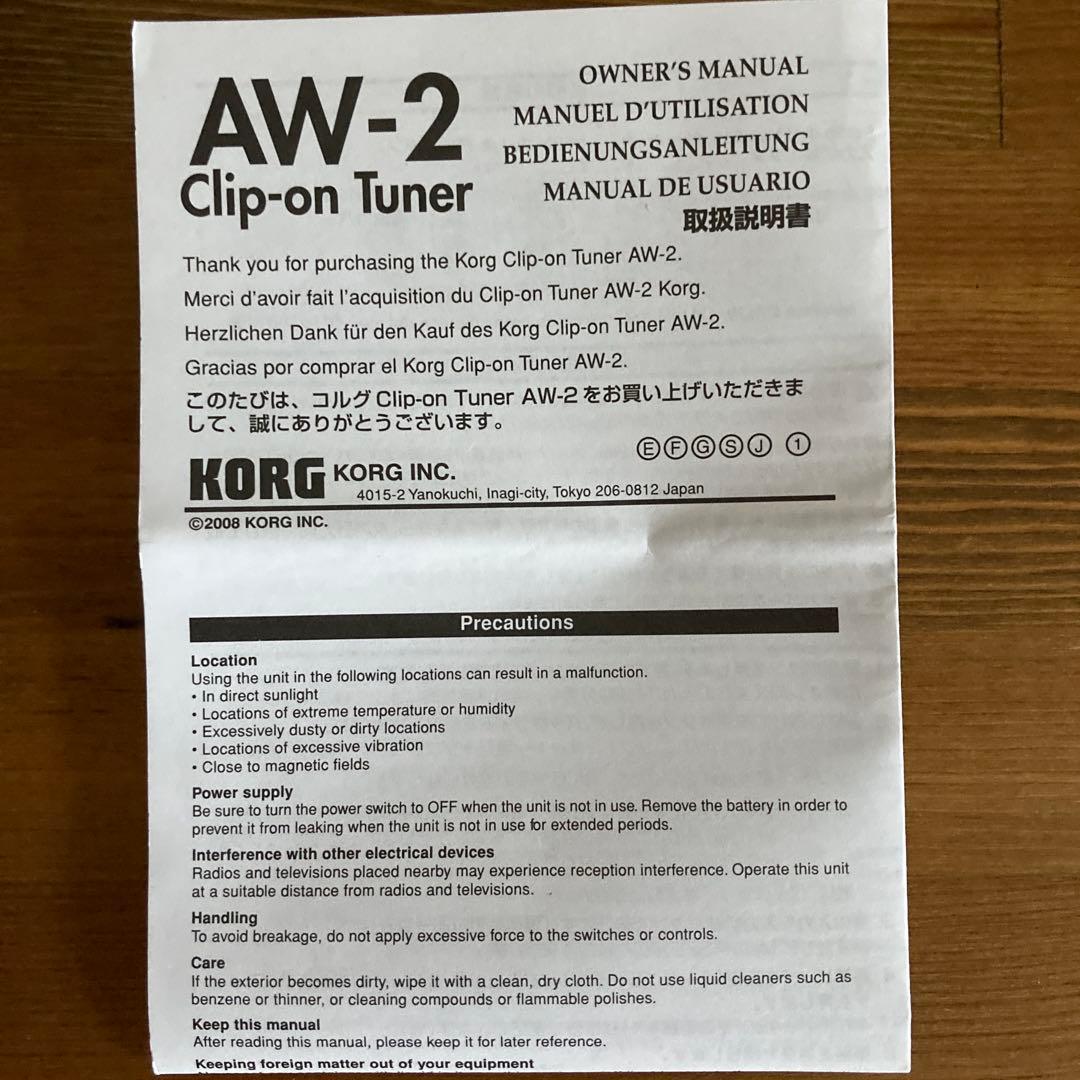 Korg Tuners Aw-2G Clip-On Tuner