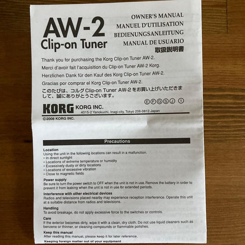 Korg Tuners Aw-2G Clip-On Tuner