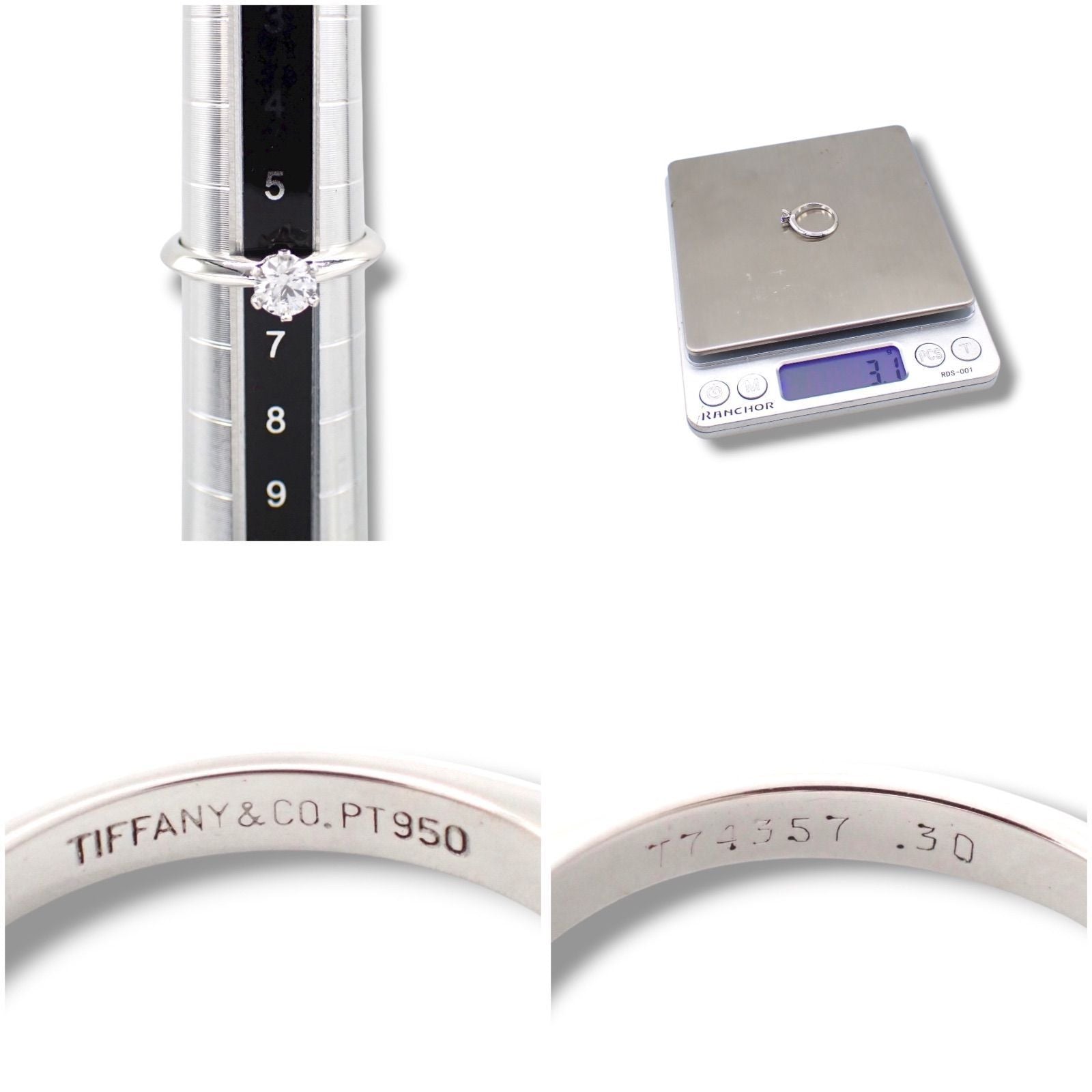 Tiffany Ring Co. 0.3Ct E Vs2 6 Pt950 4368