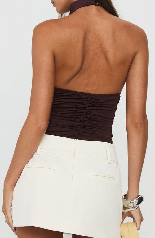 Princess Long Sleeve Polly Giggle Halter Top Chocolate