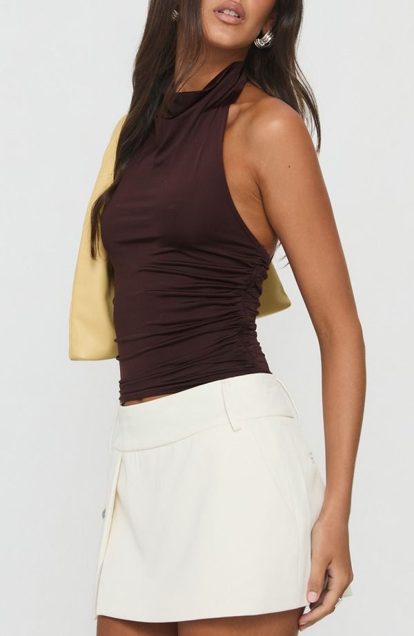Princess Long Sleeve Polly Giggle Halter Top Chocolate