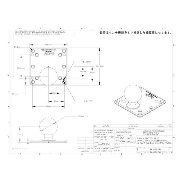 Others Ram Mounts Vesa 100X100Mm 2.25 Ram-D-101U-246 (2635623)