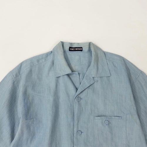 Issey Miyake Dress Business Shirts Linen Blue