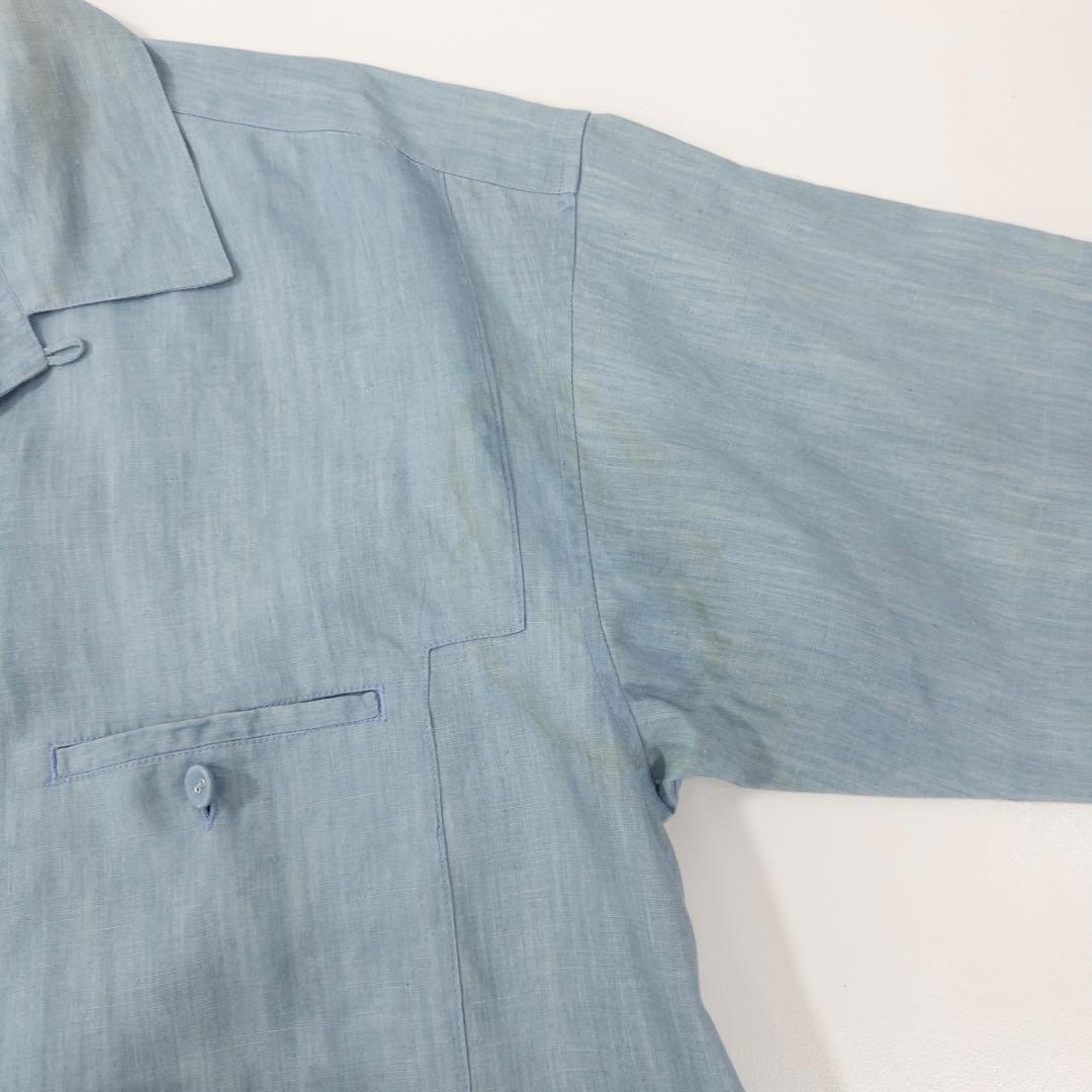 Issey Miyake Dress Business Shirts Linen Blue