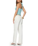 Long Sleeve Edikted Lovina Textured Striped Halter Top Turquoise