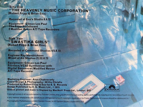 Overseas Music Fripp Eno No Pussyfooting Lp