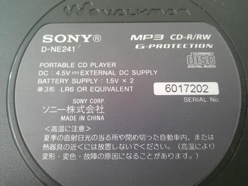 Sony Portable Cd Player D-Ne241 Mp3