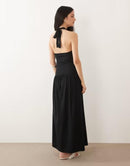 Long Sleeves, Three Quarter Sleeve Asos Design Ruched Halterneck Drop Waist